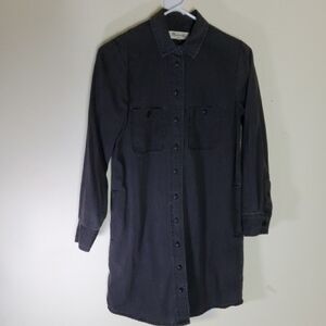Madewell Black Button-up Long Sleeves Shirt Dress Size XS
